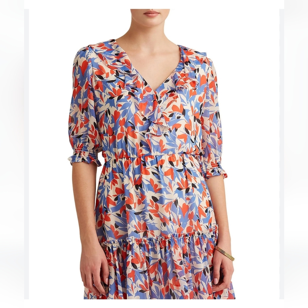 .Lauren Ralph Lauren Floral Mini Dress in Red, white & blue. 8